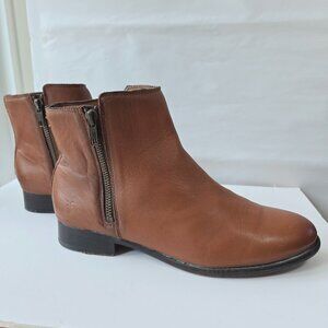 Frye Carly Chelsea Double Zip Leather Boots Booties
